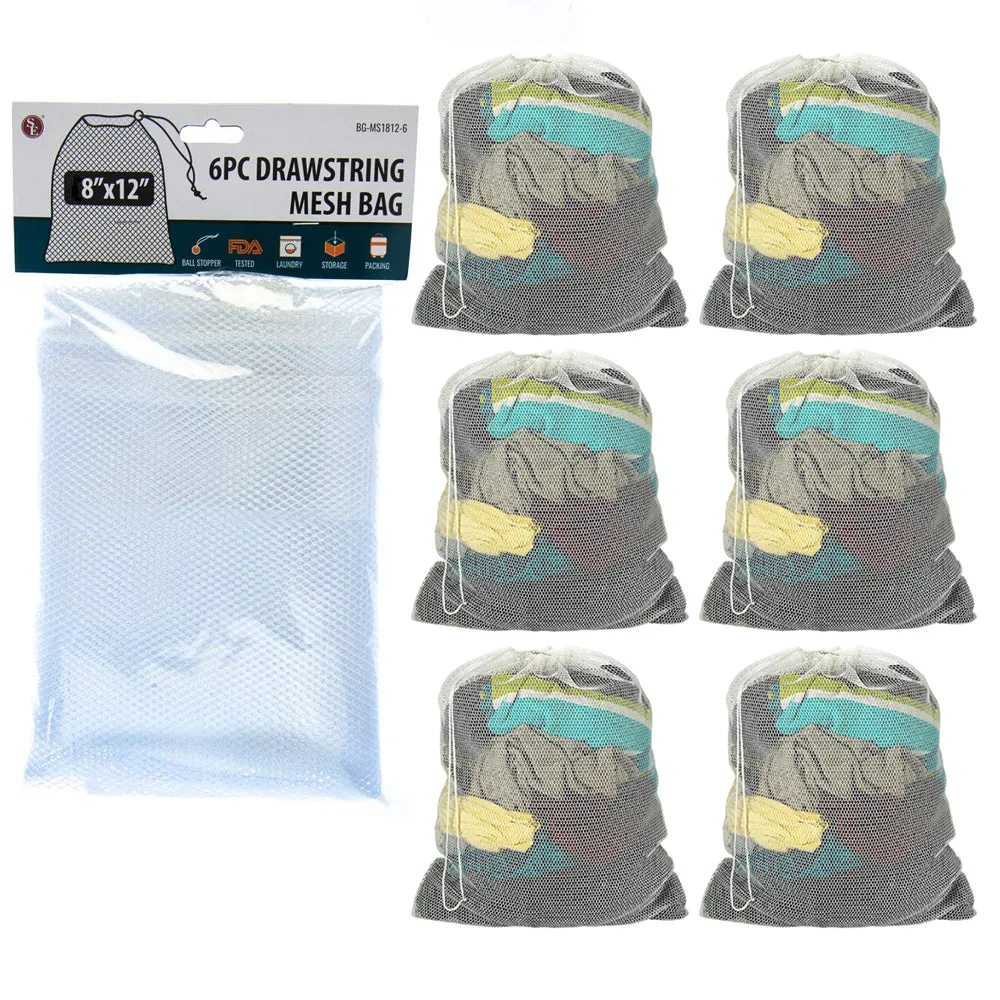 6 X Drawstring Mesh Laundry Bag Storage Wash Clothes Hamper Heavy Duty 8" X 12"