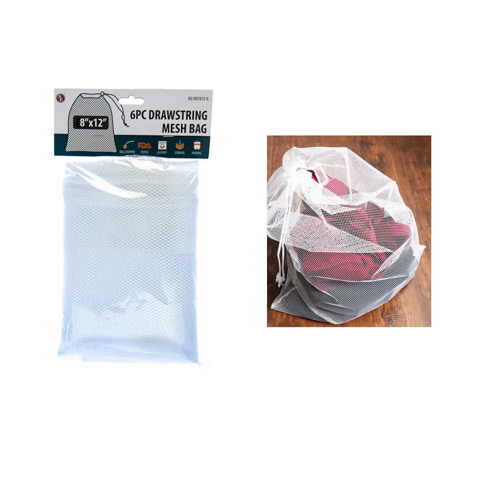 6 X Drawstring Mesh Laundry Bag Storage Wash Clothes Hamper Heavy Duty 8" X 12"