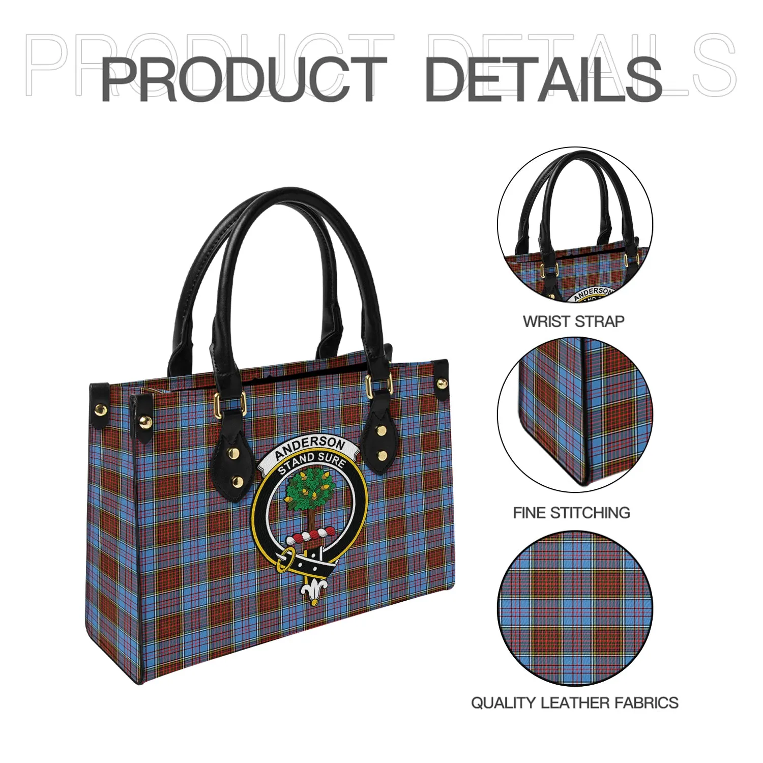 Anderson Modern Tartan Leather Bag with Family Crest