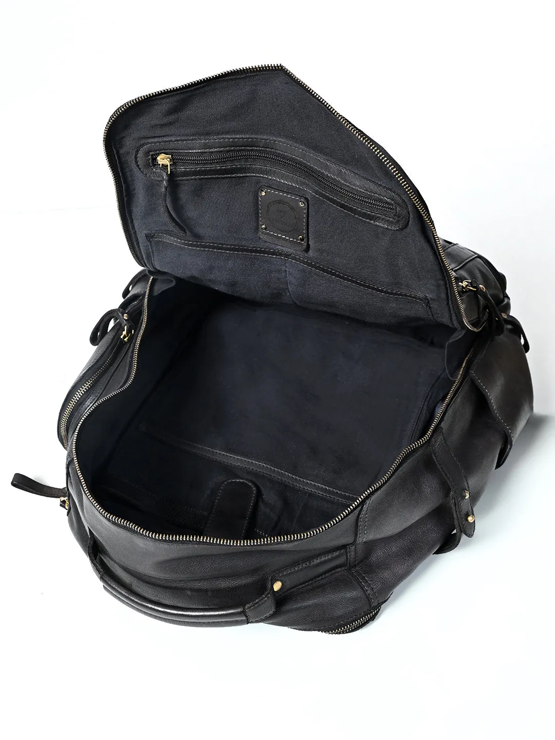 Art N Vintage Slider : Real Leather Black Backpack