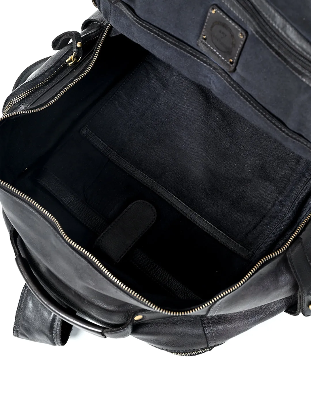 Art N Vintage Slider : Real Leather Black Backpack