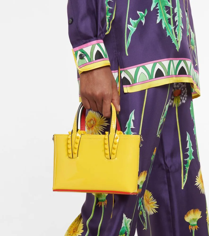 Christian Louboutin Cabata Nano Tote in Patent Leather, Yellow