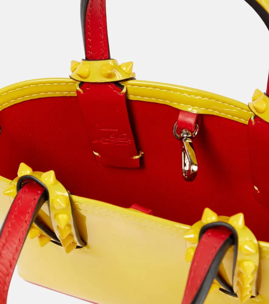 Christian Louboutin Cabata Nano Tote in Patent Leather, Yellow