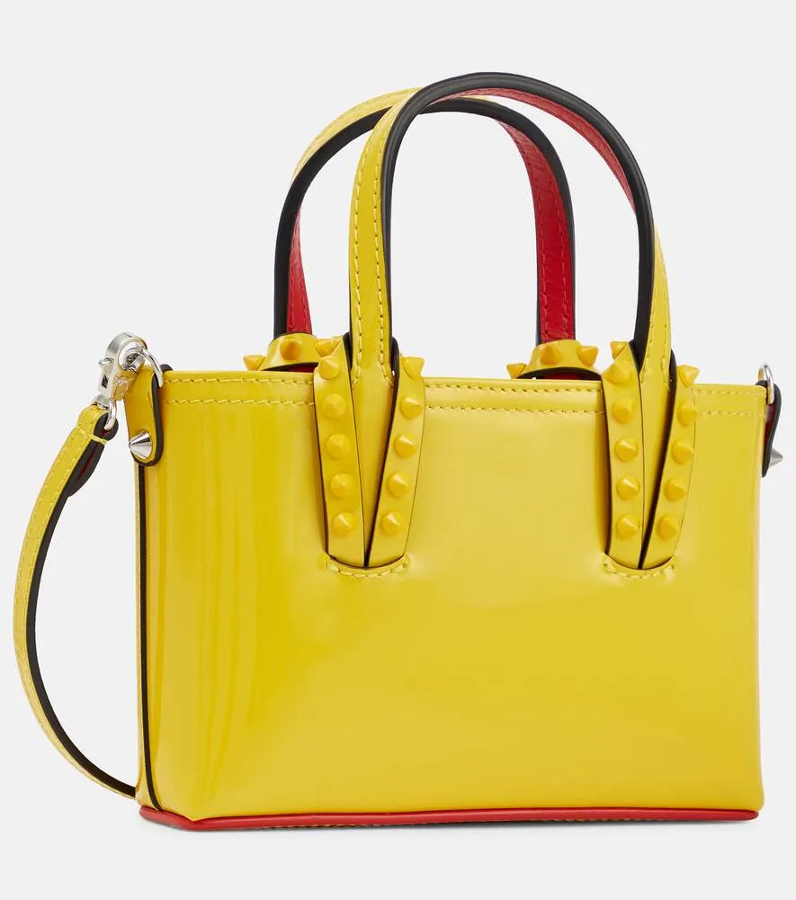 Christian Louboutin Cabata Nano Tote in Patent Leather, Yellow