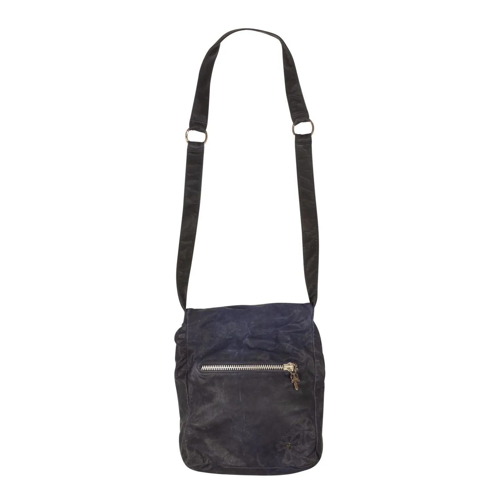 Chrome Hearts Leather Messenger Bag - Navy Blue