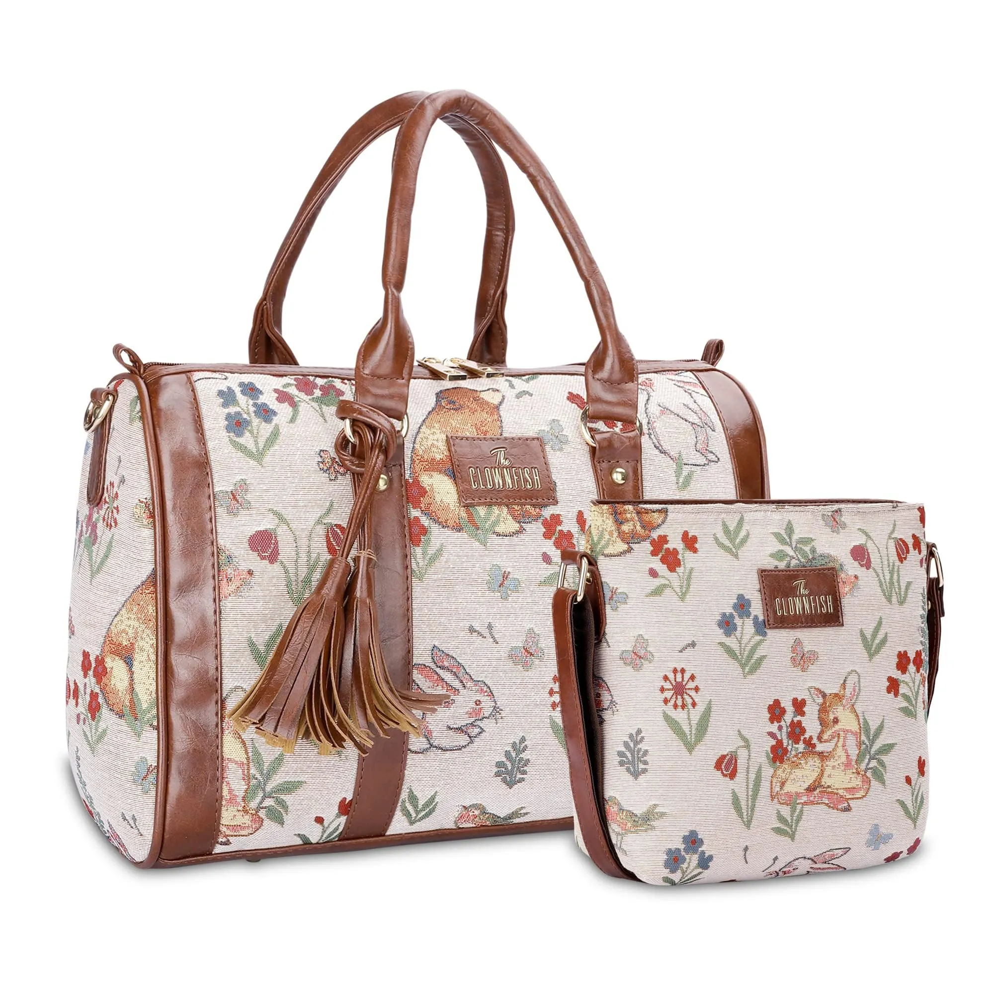 Clownfish Handbags for Women | Ladies Hand Bags for Women | Office Handbag | Travel Handbag | Totes Handbag | Shoulder Tote Bag | Premium Tapestry Handbag | Combo with Ladies Sling Bag