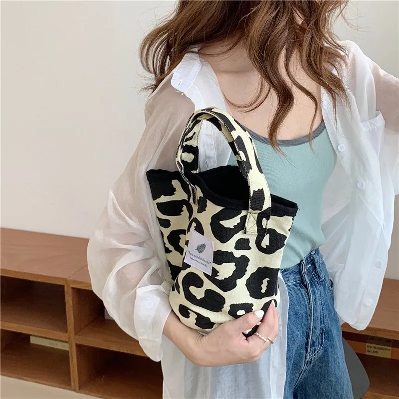 Darianrojas Korean Chic Big Casual Large Capacity Tote Bags Leopard Shoulder Bag Ladies Canvas Underarm Shopping Bag New Bolsa Mujer