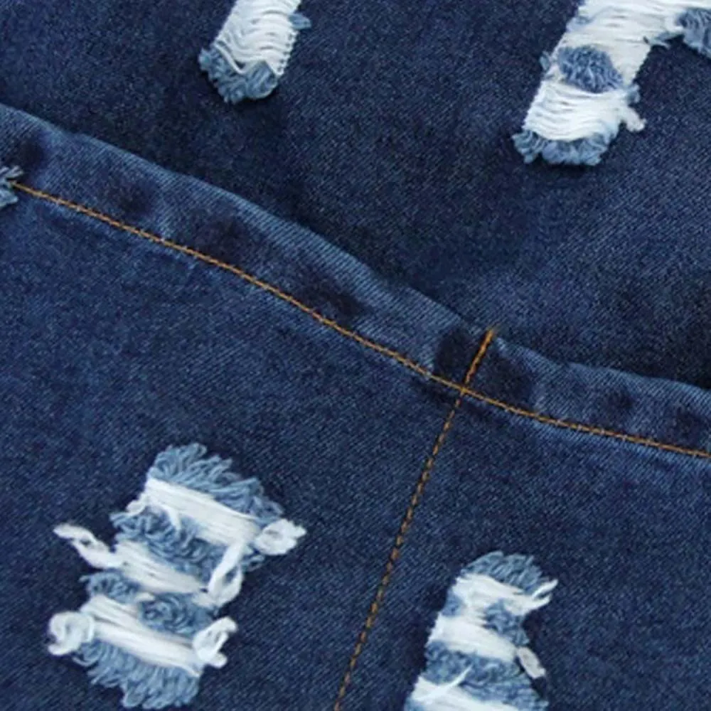 Large Capacity Soft Ripped Denim Tote Bag