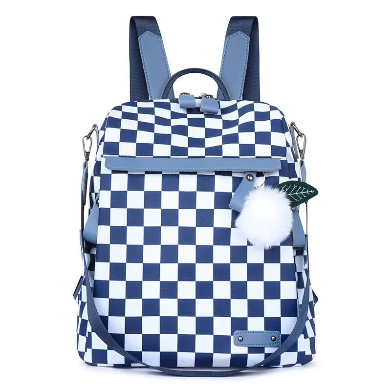 Oxford Plaid Waterproof Backpack For Girls