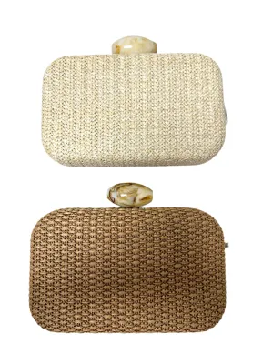 Raffia Box Clutch