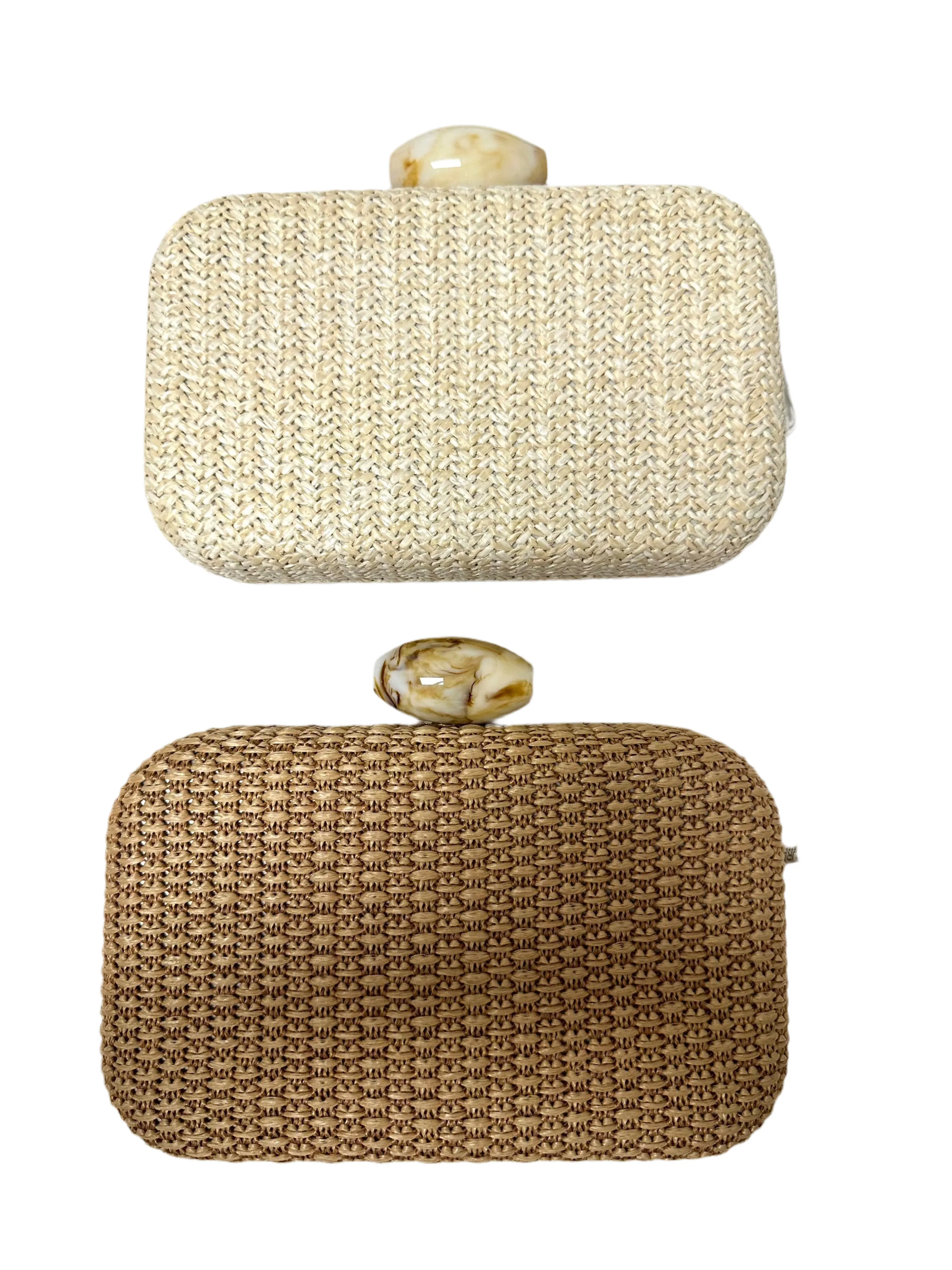 Raffia Box Clutch