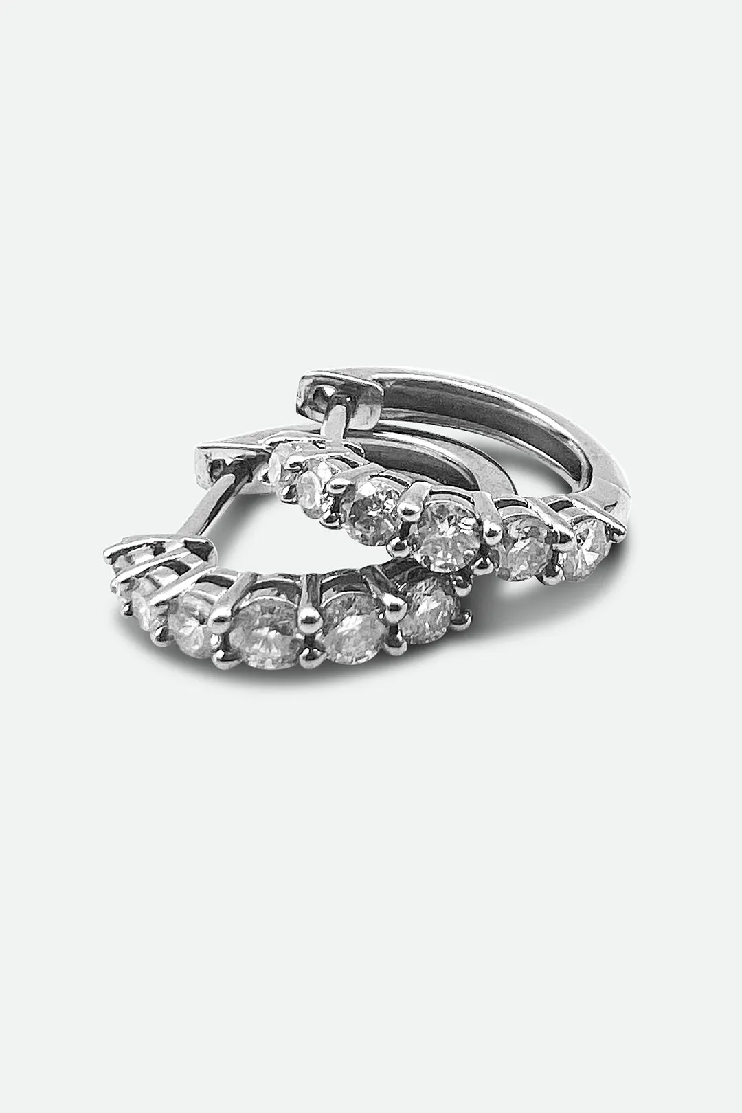 Sterling Silver Large Diamond Huggies Earrings