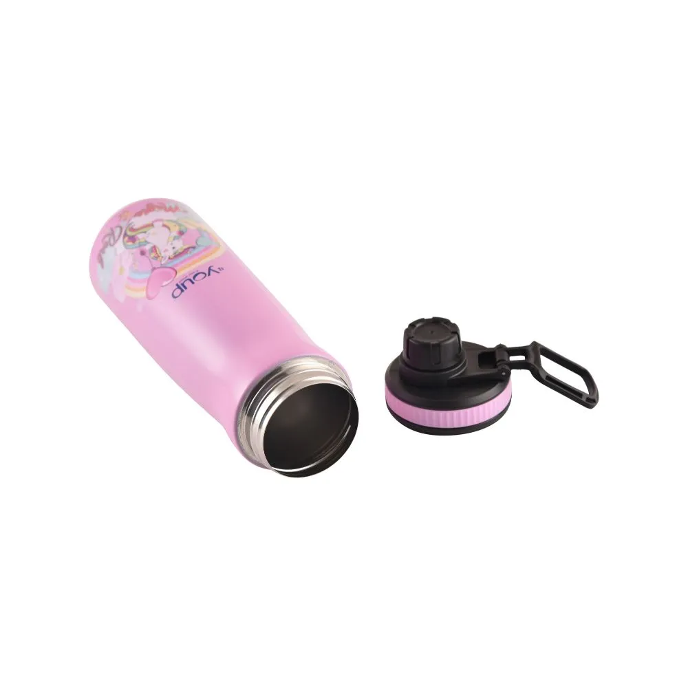 Youp Stainless Steel Pink Color Unicorn Kids Water Bottle Euro - 750 Ml